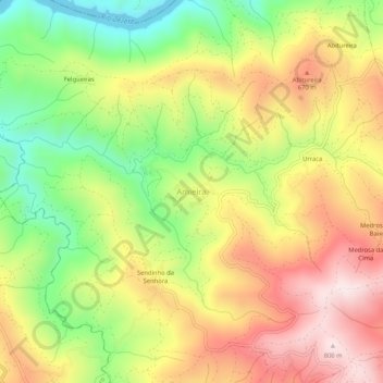 Amieira topographic map, elevation, terrain