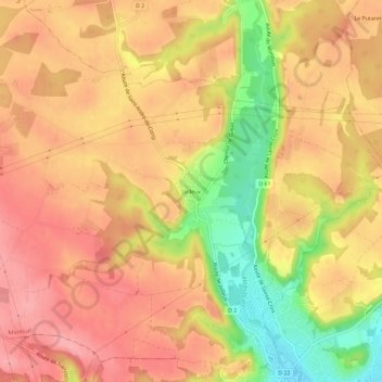 Jailleux topographic map, elevation, terrain