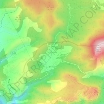 Les Ferrans topographic map, elevation, terrain