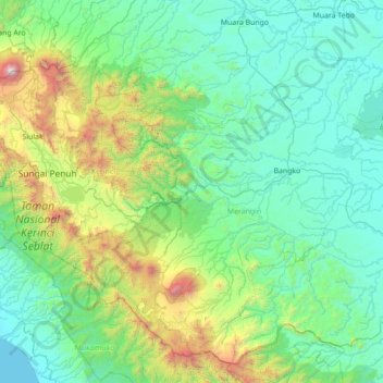 Pangkalan Jambu topographic map, elevation, terrain