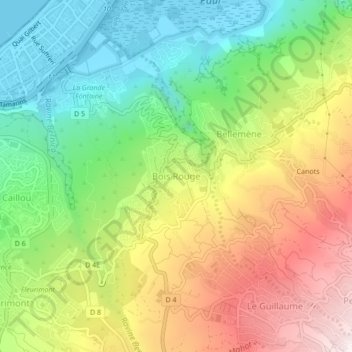 Bois Rouge topographic map, elevation, terrain