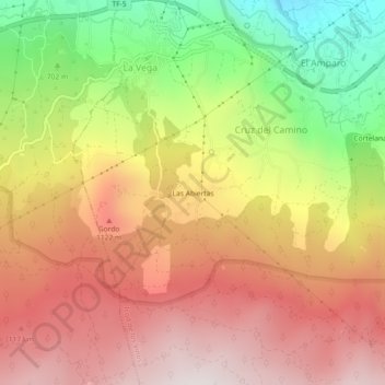 Las Abiertas topographic map, elevation, terrain