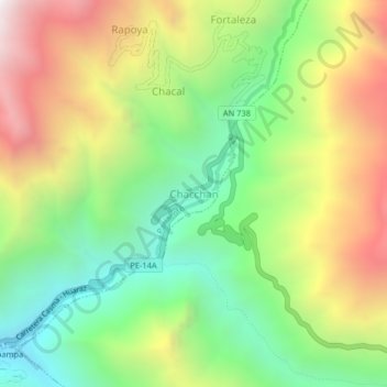 Chacchan topographic map, elevation, terrain