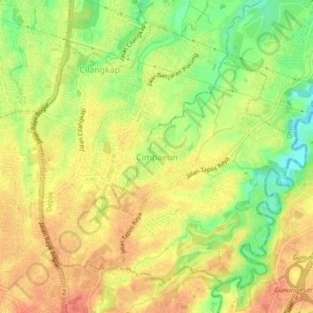 Cimpaeun topographic map, elevation, terrain