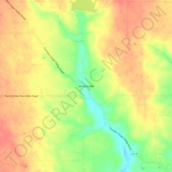 Muttonville topographic map, elevation, terrain