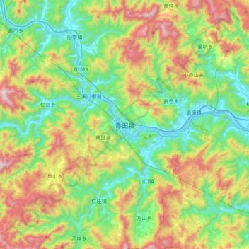 Qingtian topographic map, elevation, terrain
