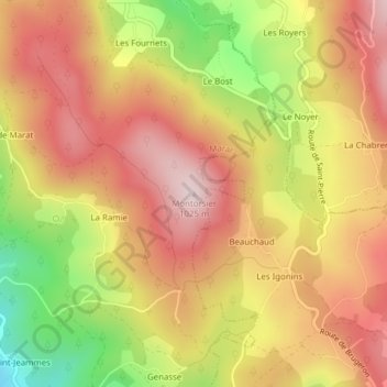 Montorsier topographic map, elevation, terrain