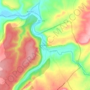 Pajares de Pedraza topographic map, elevation, terrain