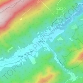 Paint Bank topographic map, elevation, terrain