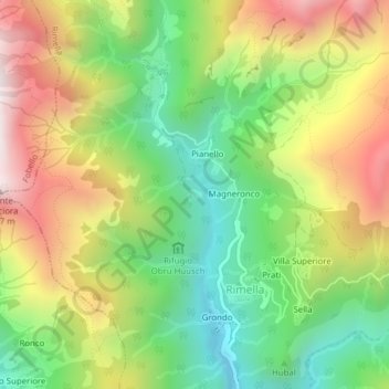 Roncaccio Inferiore topographic map, elevation, terrain