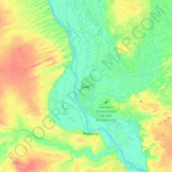 Gao topographic map, elevation, terrain
