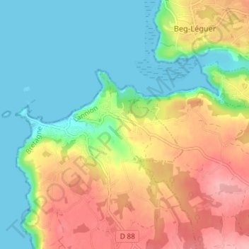 Park Kreiz topographic map, elevation, terrain