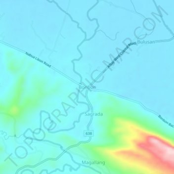 Bonbon topographic map, elevation, terrain