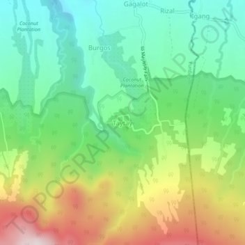 Taytay topographic map, elevation, terrain