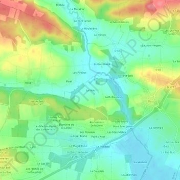 La Noë topographic map, elevation, terrain