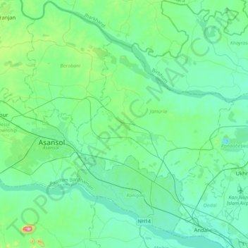 Jamuria topographic map, elevation, terrain