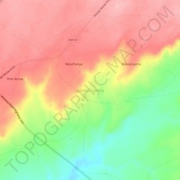 Jeddito topographic map, elevation, terrain