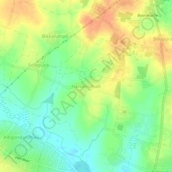 Handenahalli topographic map, elevation, terrain