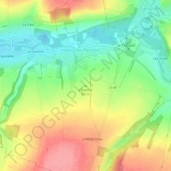 L'Éperon topographic map, elevation, terrain