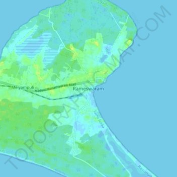 Rameswaram topographic map, elevation, terrain