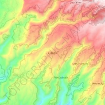Cikadu topographic map, elevation, terrain