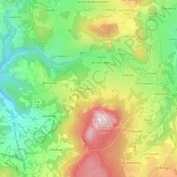 Jorance topographic map, elevation, terrain
