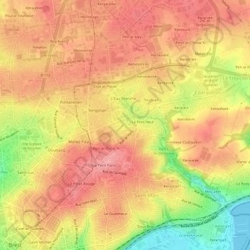 Kerbernard topographic map, elevation, terrain