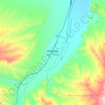 奥依塔克镇 topographic map, elevation, terrain