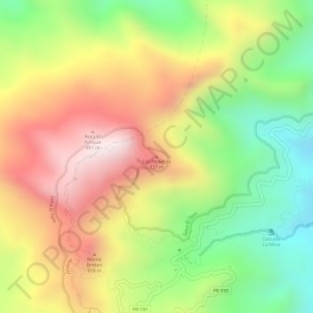 Río Grande topographic map, elevation, terrain