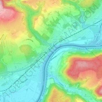Hauenstein topographic map, elevation, terrain