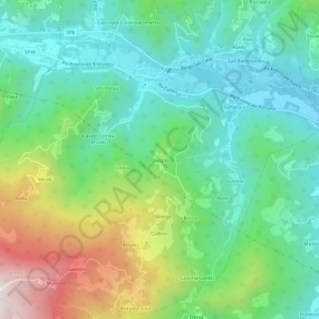 Quaglia topographic map, elevation, terrain