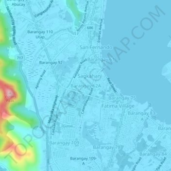 Barangay 62A topographic map, elevation, terrain