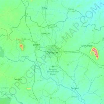 Deoghar topographic map, elevation, terrain