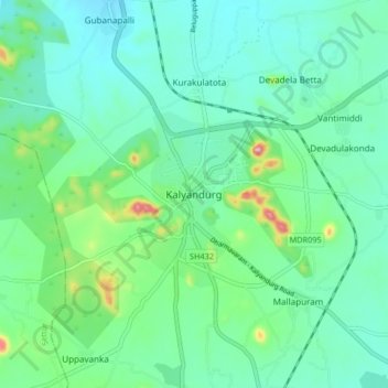 Kalyandurg topographic map, elevation, terrain