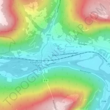 Kvam topographic map, elevation, terrain