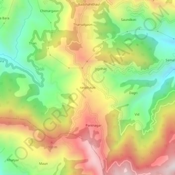 ranichauri topographic map, elevation, terrain