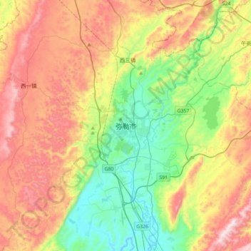 Mile topographic map, elevation, terrain