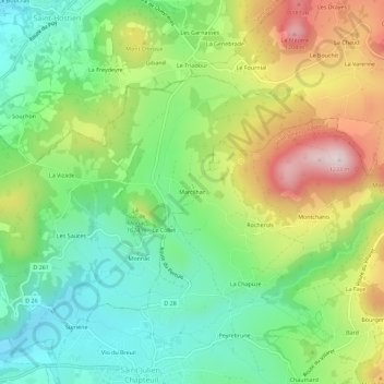 Marcilhac topographic map, elevation, terrain