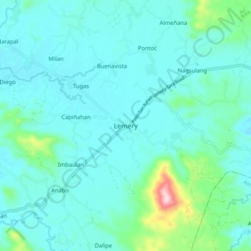Lemery topographic map, elevation, terrain