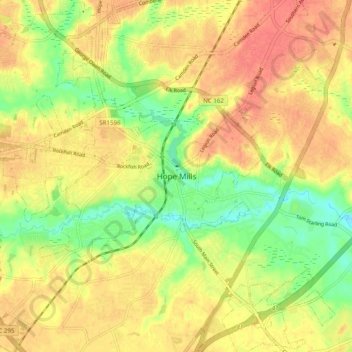 Hope Mills topographic map, elevation, terrain