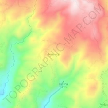 Tegalega topographic map, elevation, terrain