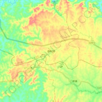 群利镇 topographic map, elevation, terrain