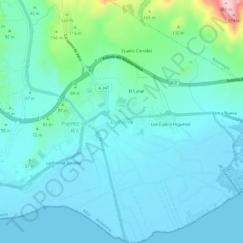 La Curva topographic map, elevation, terrain