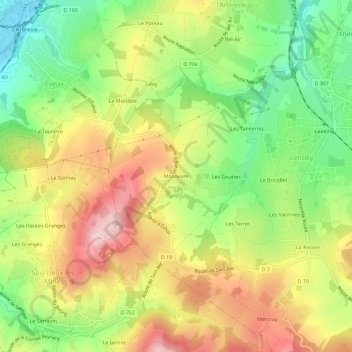 Mosouvre topographic map, elevation, terrain