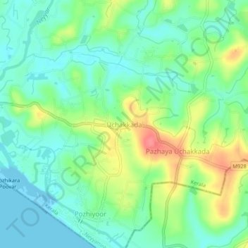 Uchakkada topographic map, elevation, terrain