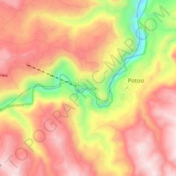 Las Lajas topographic map, elevation, terrain