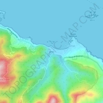 Djerba topographic map, elevation, terrain