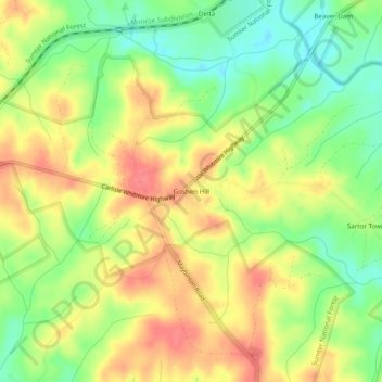 Goshen Hill topographic map, elevation, terrain