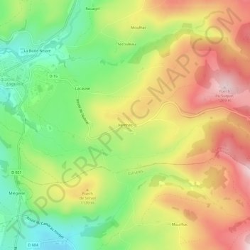 Vernhes topographic map, elevation, terrain