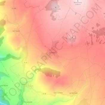 Escublac topographic map, elevation, terrain